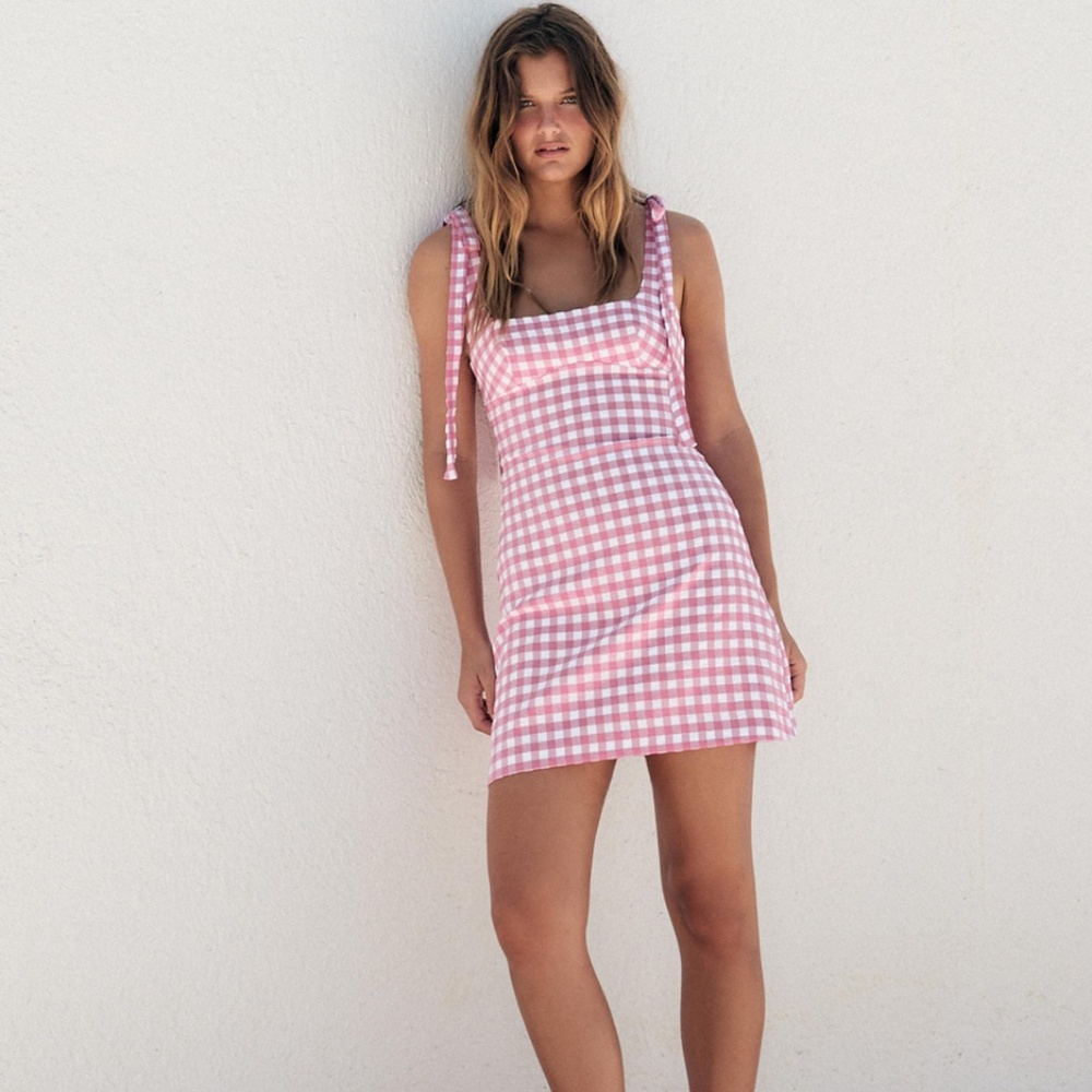 Zara - GINGHAM CHECK DRESS WITH BOWS - XS - Picture 9 of 9